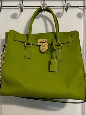 Michael Kors Green Saffiano Hamilton Tote Bag